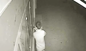Dragoş Stan (13 ani) a fost surprins,  miercuri noaptea, în timp ce  spărgea uşa magazinului  A furat  300 de lei şi a fugit (FOTOGRAFII: Vremea Nouă) jpeg