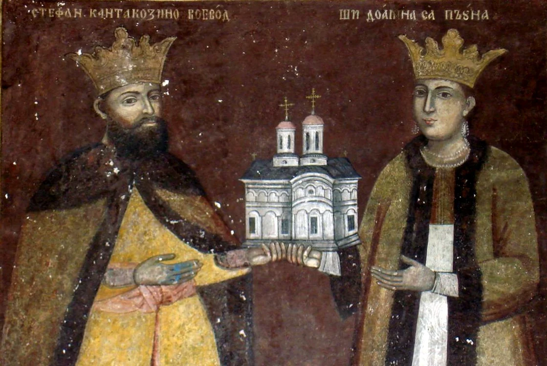 Domnul Ștefan Cantacuzino și soția lui Păuna (© Cristian-Mihail Miehs / Wikimedia Commons)