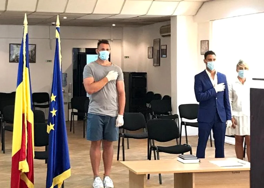 Van Heerden și Cadu, la momentul intonării imnului național