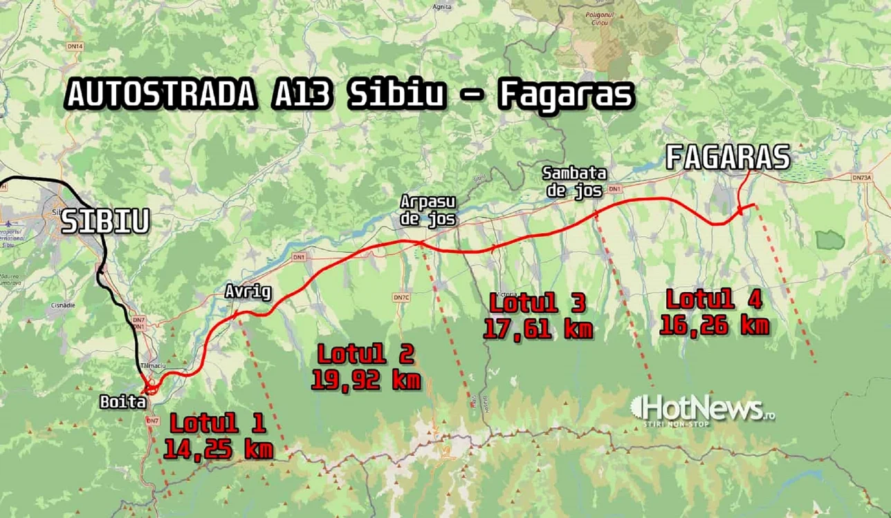 Autostrada Sibiu Făgăraș - hartă Foto Hotnews