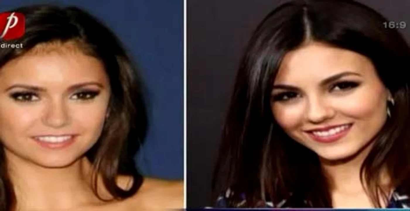 "Vampiriţa" Nina Dobrev (stânga) şi Victoria Justice (dreapta) seamană izbitor de mult Foto: Captură Prima TV