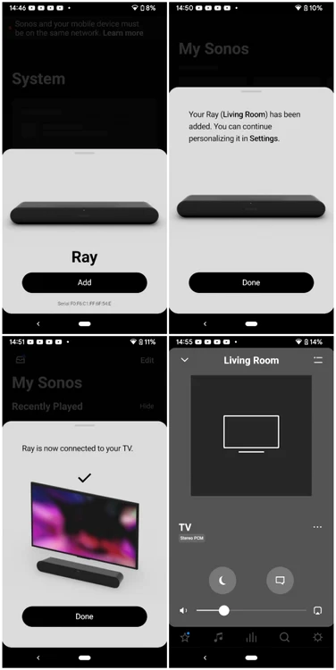 Soundbar Sonos Ray setari aplicatie