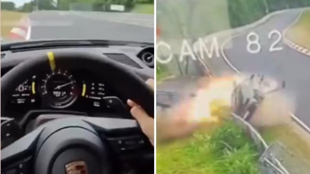 Accident dramatic pe o pistă. Două mașini s-au ciocnit la 200 km/h și s-au făcut praf