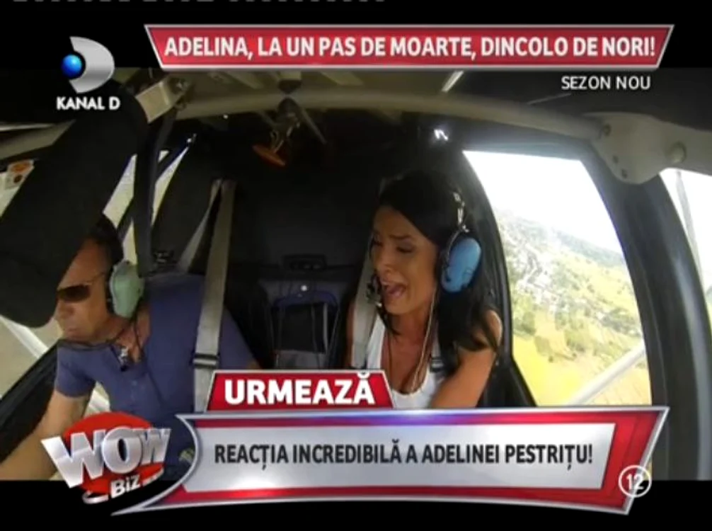 Adelina Pestriţu a trecut prin clipe de coşmar, în aer (captură: WOWbiz)
