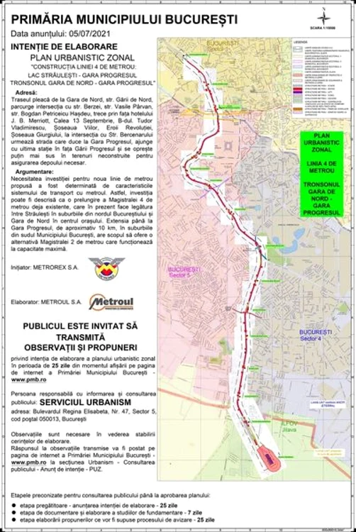 Planul Urbanistic Zonal privind prelungire a Magistralei 4 pe tronsonul Gara de Nord  Gara Progresul sursa foto Facebook  Primăria Sectorului 5