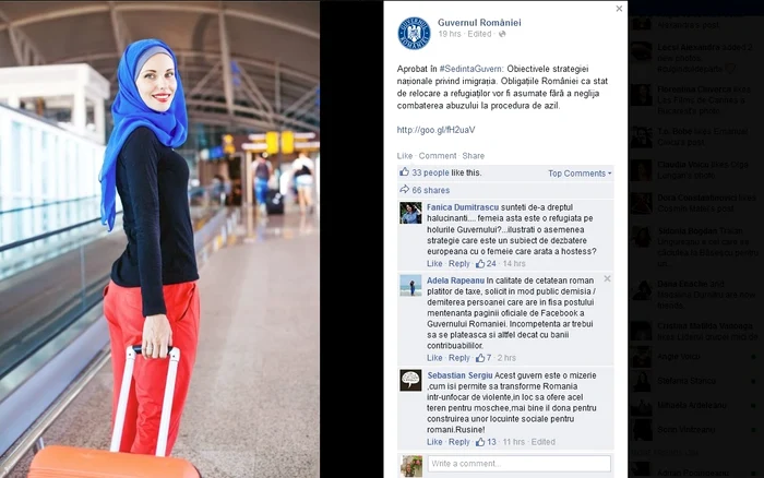 Postarea buclucașă de pe contul de Facebook a Guvernului României