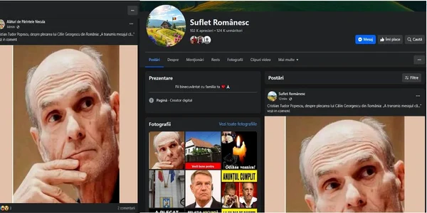 2 pagini false Facebook aceeasi postare jpg
