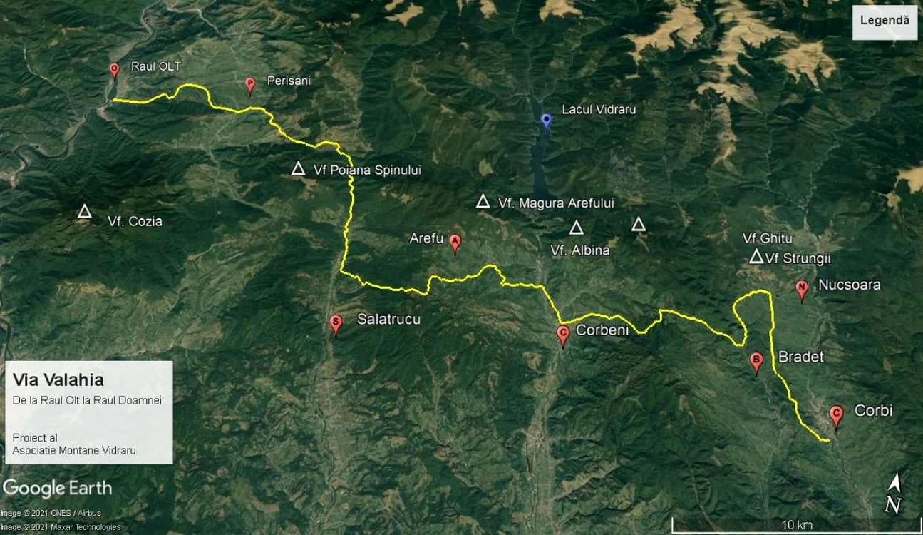 harta traseu drumetie via valahia