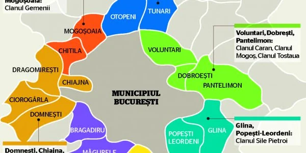 Harta interlopilor din localităţile vecine cu Bucureştiul.