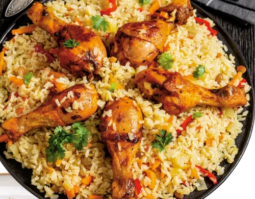 pulpe de pui cu pilaf brun jpg