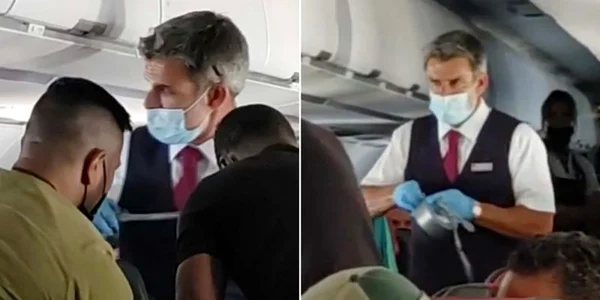 baiat legat de scaun in avion foto twitter