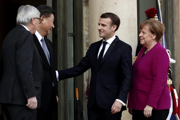 Emmanuel Macron, Jean Claude Juncker, Angela Merkel şi Xi Jinping FOTO EPA-EFE