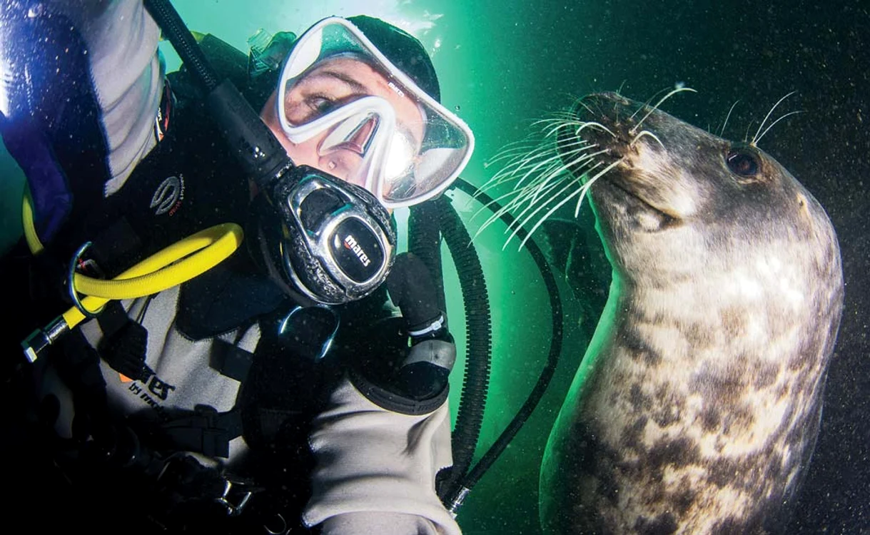 După ce s-a pozat cu soţia lui Nick, foca a venit să-i dea un pupic fotografuluiFotografii: Caters