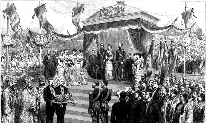 Ceremonia încoronării regelui Carol I şi a reginei Elisabeta, 10 Mai 1881 (© Muzeul Naţional Cotroceni)