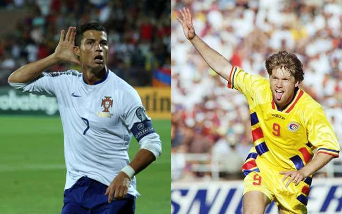 Cristiano Ronaldo şi Florin Răducioiu. FOTO AP
