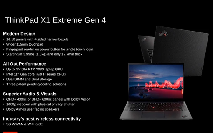 Laptop Lenovo ThinkPad X1 Extreme Gen 4.