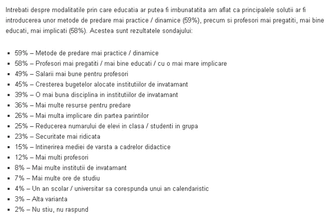Problemele învăţământului românesc