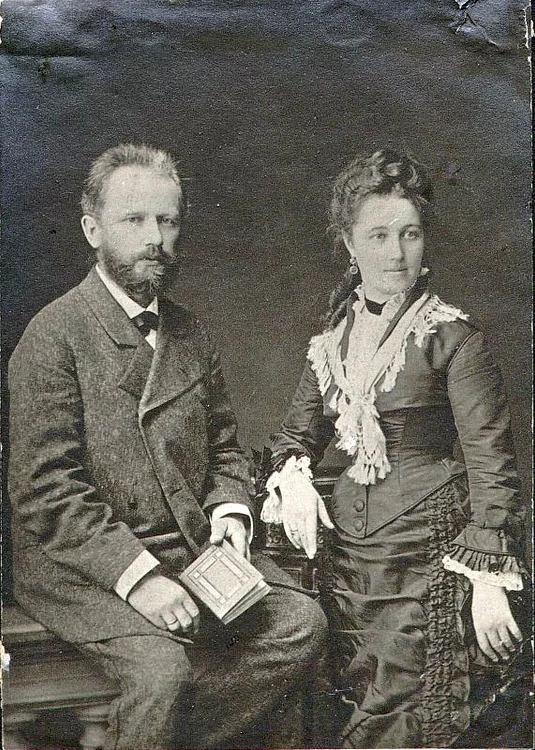 Ceaikovski alături de soția sa Antonia, în 1877