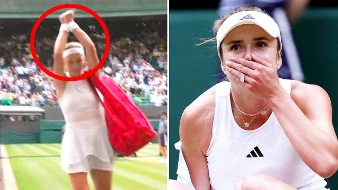 Azarenka (stânga), făcând un semn al mâinilor legate pentru a lăsa de înțeles că n-are ce face
