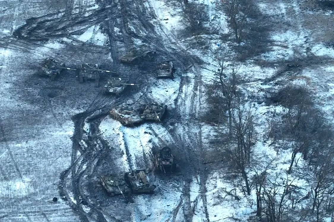 Tancuri distruse în Vuhledar FOTO Ukrainian Armed Forces via AP