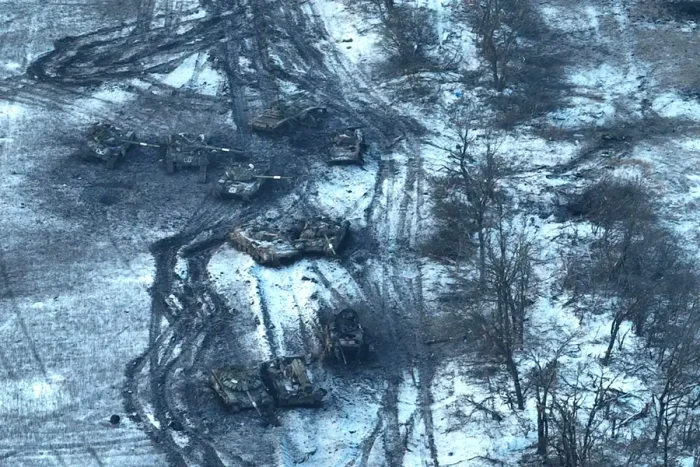 Tancuri distruse în Vuhledar FOTO Ukrainian Armed Forces via AP