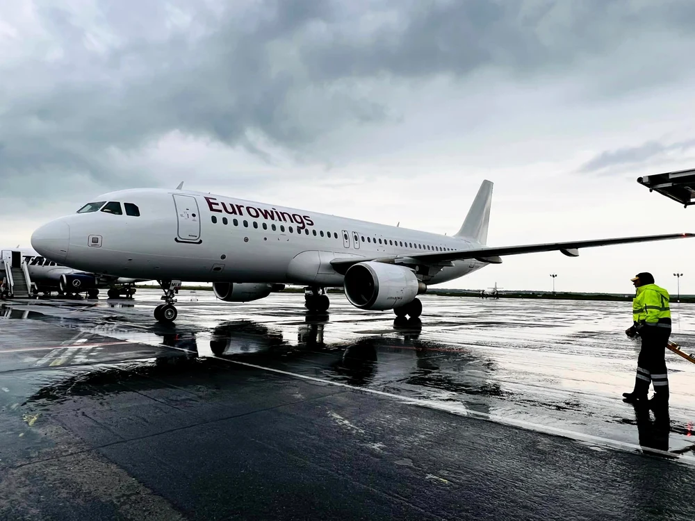 Aeronava companiei Eurowings FOTO Aeroportul Timișoara