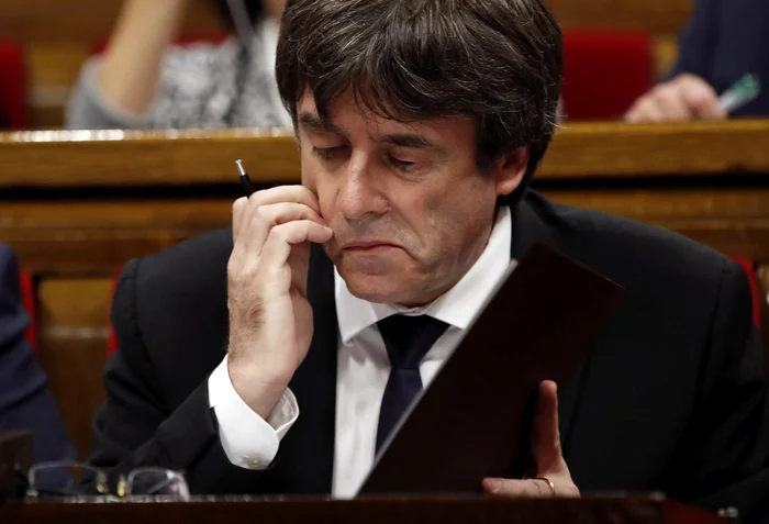 Carles Puigdemont, înainte de ultimul său discurs în Parlamentul catalan FOTO EPA-EFE