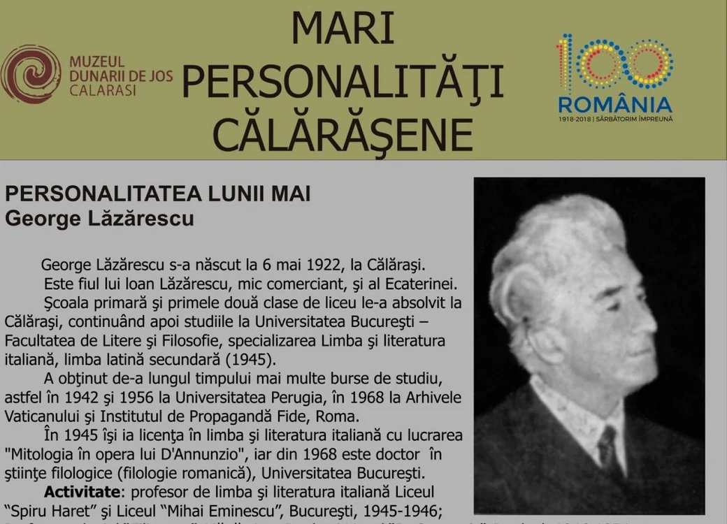 George Lăzărescu, personalitate marcantă a Călăraşiului FOTO MDJ