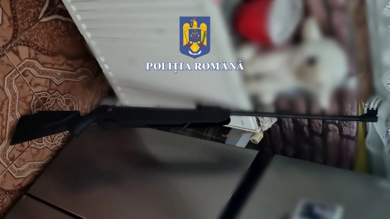 Arme găsite la percheziții în Olt, în dosarul achizițiilor online de armament FOTO: Poliția Română