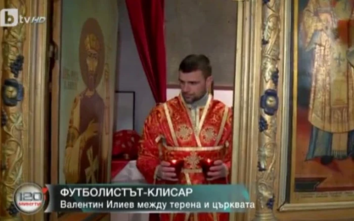 Valentin Iliev, în biserica unde slujea. Captură TV