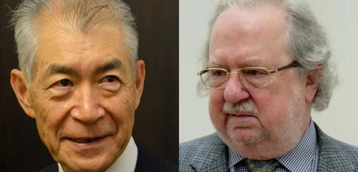 Cei doi savanţi care au împărţit Nobelul pentru medicină, în 2018: Tasuku Honjo (stânga) şi James P. Allison