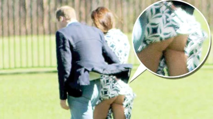 În zadar încerca Prinţul William (32 de ani) să-i acopere funduleţul