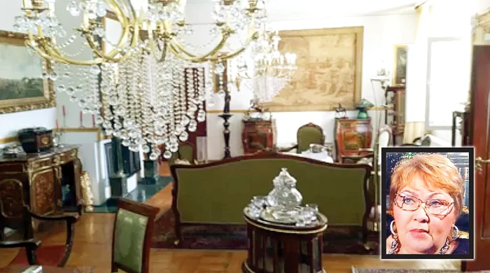 Dormitorul Mărioarei are  un candelabru de cristal