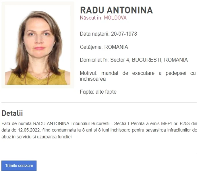 Anunțul publicat de Poliția Română