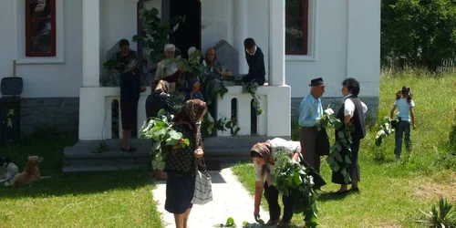 În porţile gospodarilor sunt puse crengi de tei 