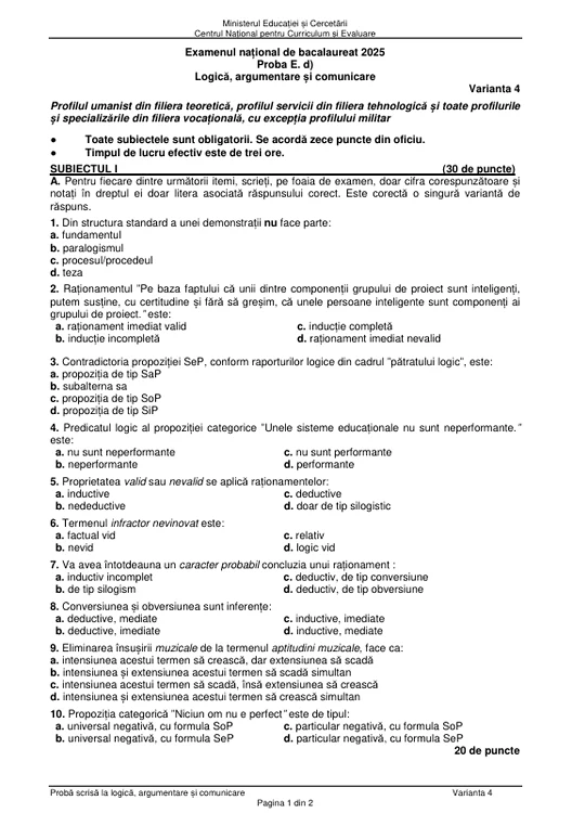 Bacalaureat 2025 - sesiunea de toamnă. Elevii au susținut proba la alegere a profilului. Subiecte și bareme de corectare 57 image