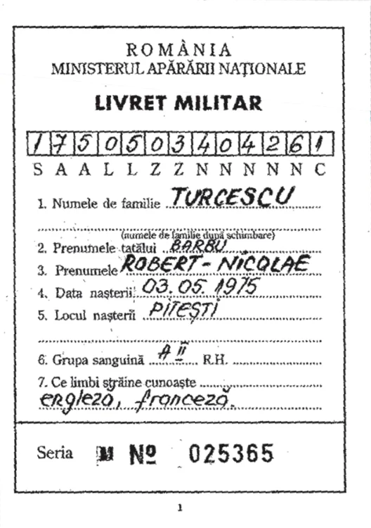 Codul numeric personal nu corespunde cu cel al lui Robert Turcescu
