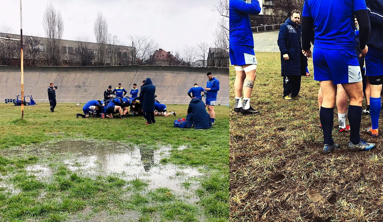 
    Stejarii s-au antrenat în noroiul din mijlocul bătrânului velodrom de la Dinamo  