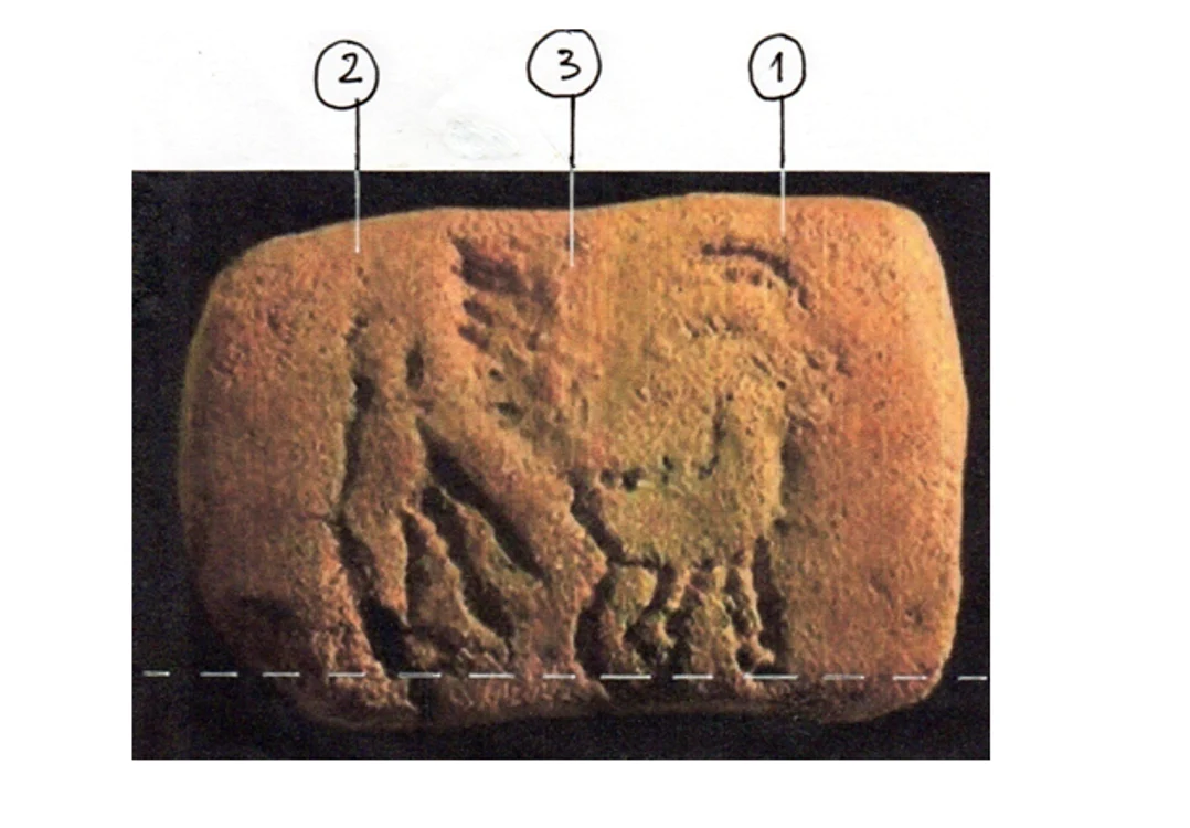  Fig. 1. Tăblița pictografică de la Tărtăria după tratarea cu acid.