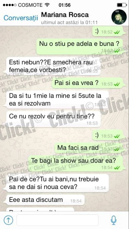 Mesaje între Mariana Roşca şi Leo de la Strehaia