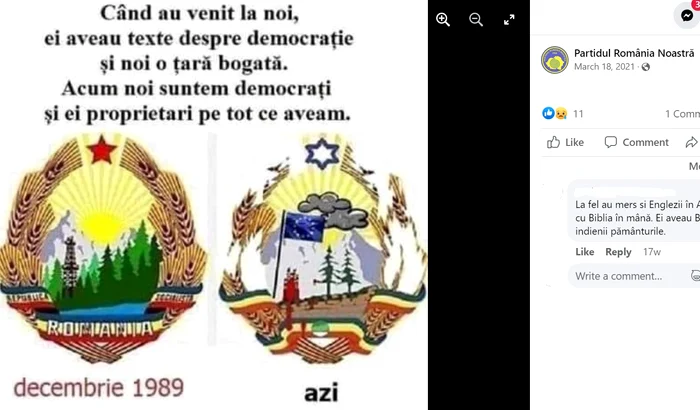 Mesaj promovat de un viitor al aliat al AUR, PRN FOTO Captură Facebook