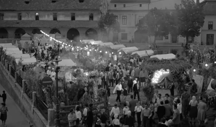 Târgul de odinioară din Sibiu era recunoscut peste hotare. Foto: Captură video Cineclic