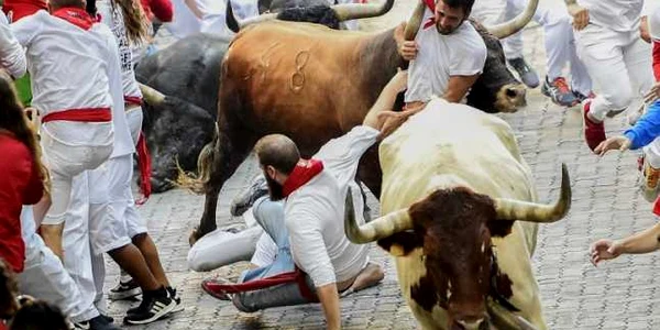 Cursa cu tauri de la Pamplona 2018 FOTO AFP 