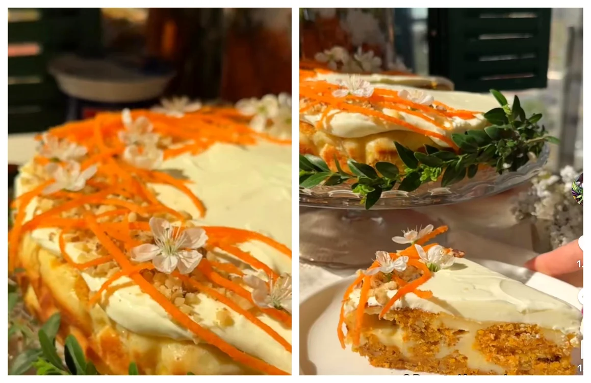 Cheesecake cu blat de morcovi / Foto: colaj captură video TikTok