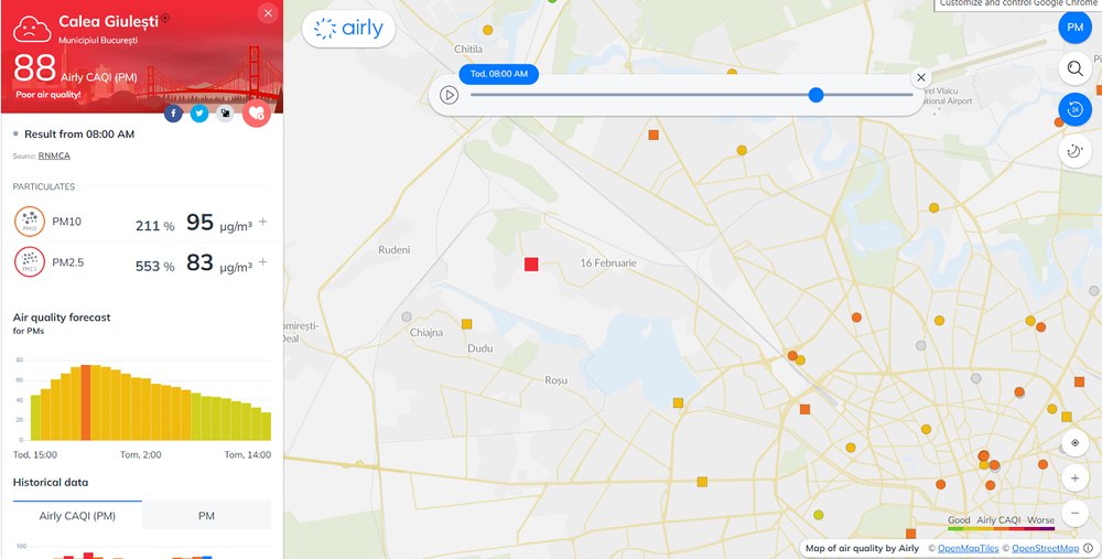 Poluare masivă înregistrată de senzori în Capitală