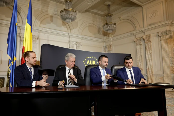 George Simion și șefii partidelor de buzunar care se alătură AUR FOTO Inquam Photos