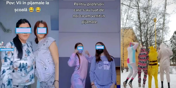 Provovări pe TikTok pentru a merge la școală în pijama Colaj jpg