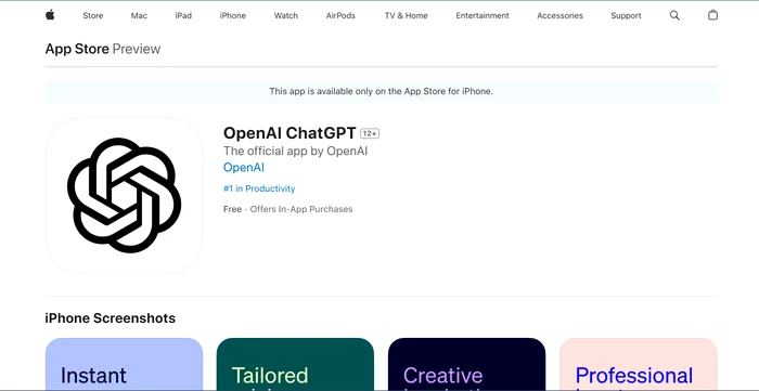 ChatGpt e disponibil în App Store.