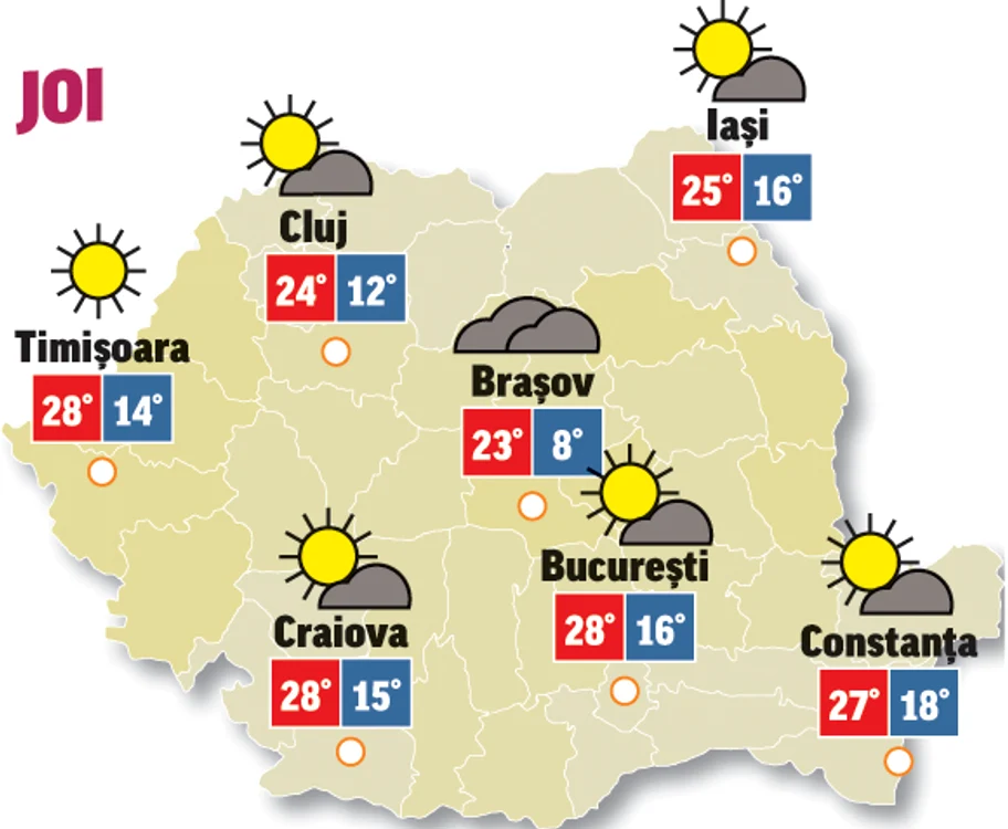 Astăzi vremea va fi însorită și caldă în majoritatea regiunilor