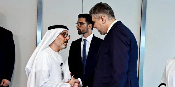 Întrevederile între premierul Marcel Ciolacu și reprezentanții companiilor emirateze ADQ Al Dahra, Mubadala, IHC/Abu Dhabi Ports, ADNOC/MASDAR Foto: Facebook